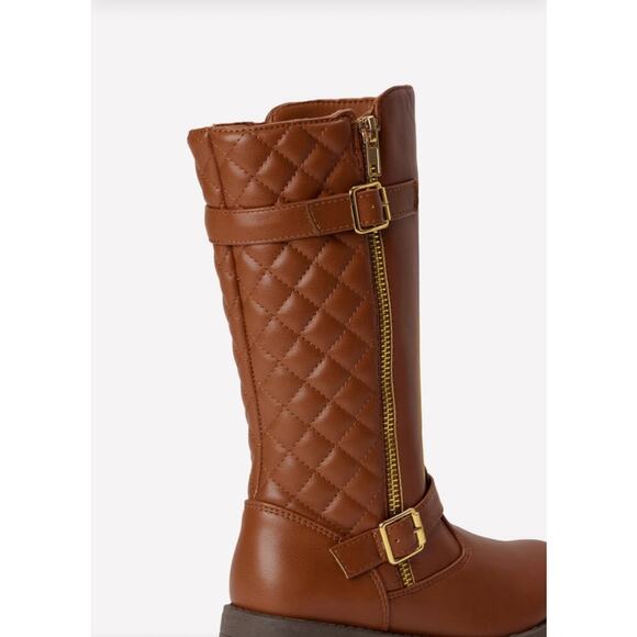 FabKids Brown Quilted Moto Boots - Toddler Size 6 - Picture 6 of 6